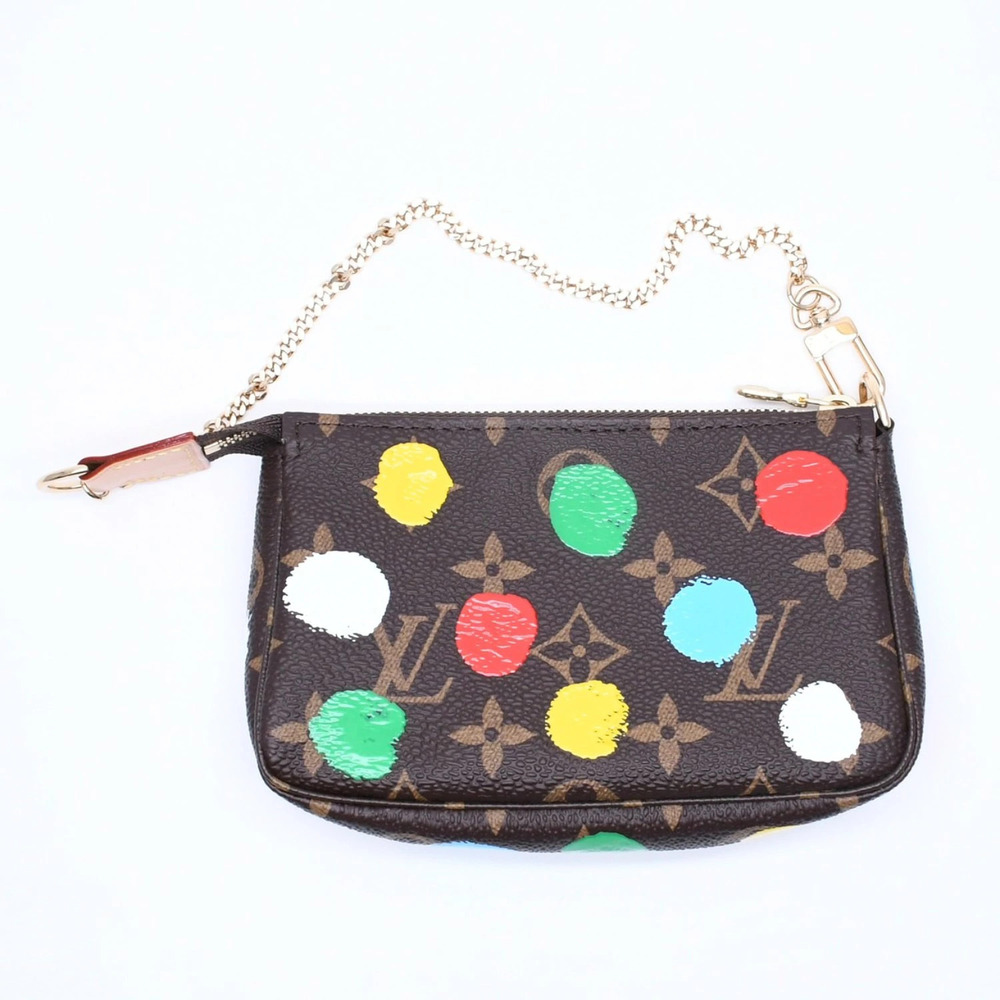 LOUIS VUITTON Yayoi Kusama Pochette Accessoires Pouch Clutch Brown Multicolor